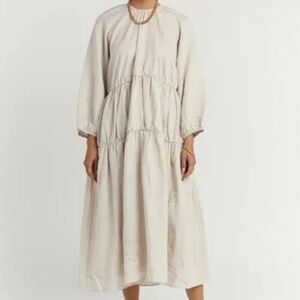 Dissh Noah Natural Linen Midi Dress US 2